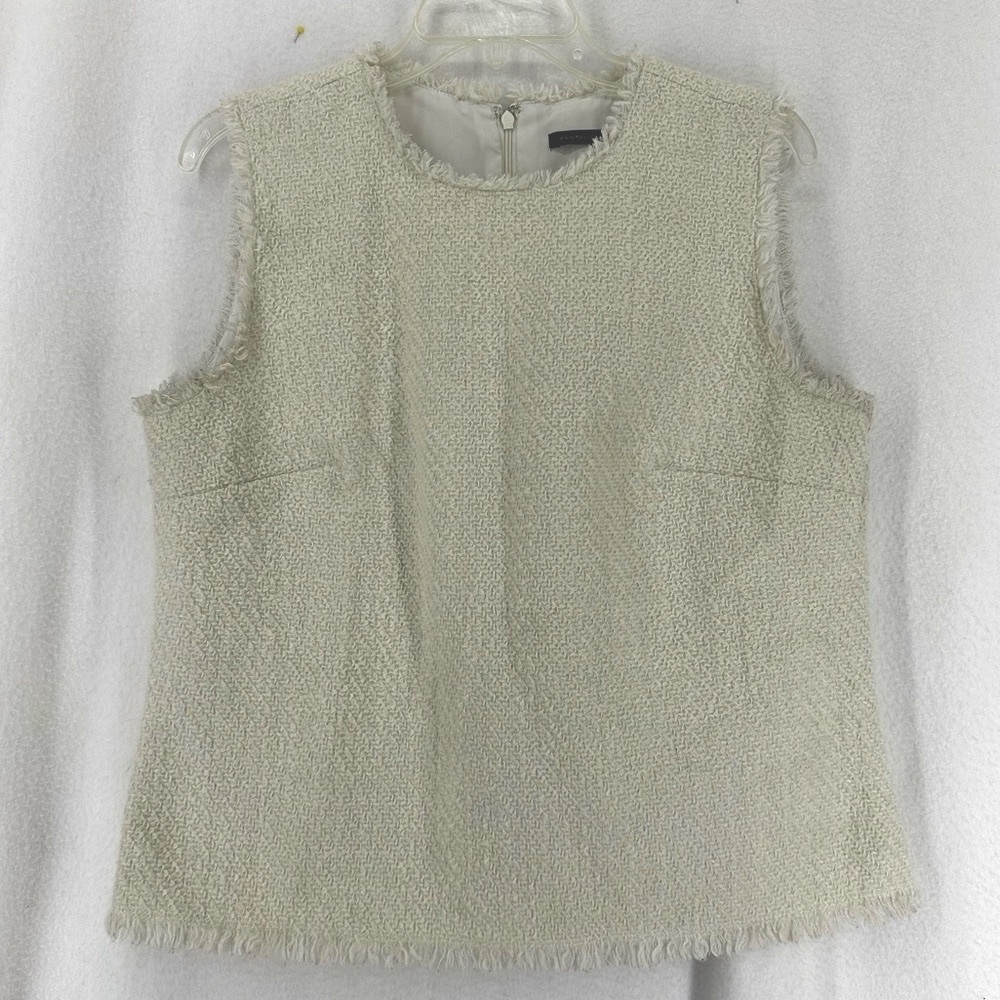 Ann Taylor Fridge Tweed Sleeveless‎ Blouse Womens Small White